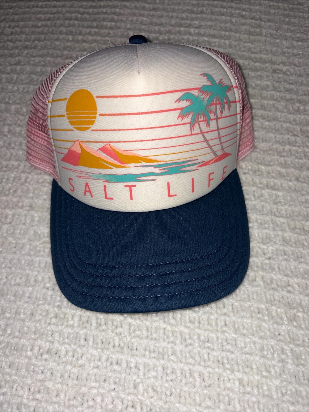 Salt Life Pink and Navy Mesh Trucker Hat